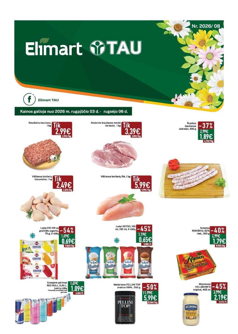 ELIMART / TAU akcijos 03.08.2026–06.09.2026