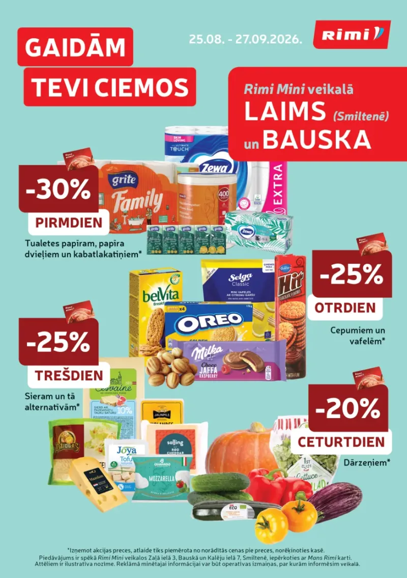 Rimi akcijas 25.08.2026–27.09.2026