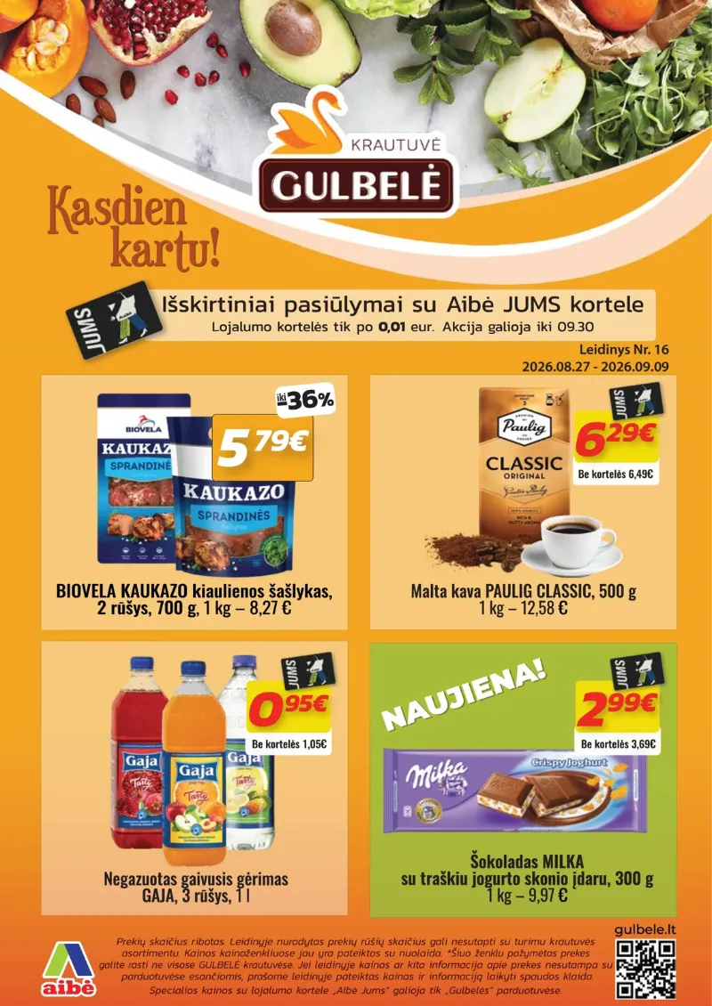 Gulbelė akcijos 27.08.2026–09.09.2026