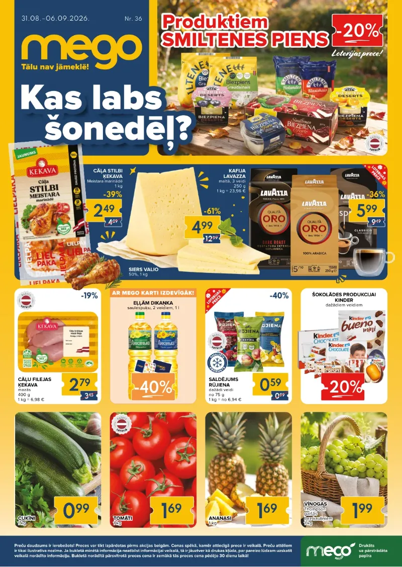 Mego akcijas 31.08.2026–06.09.2026