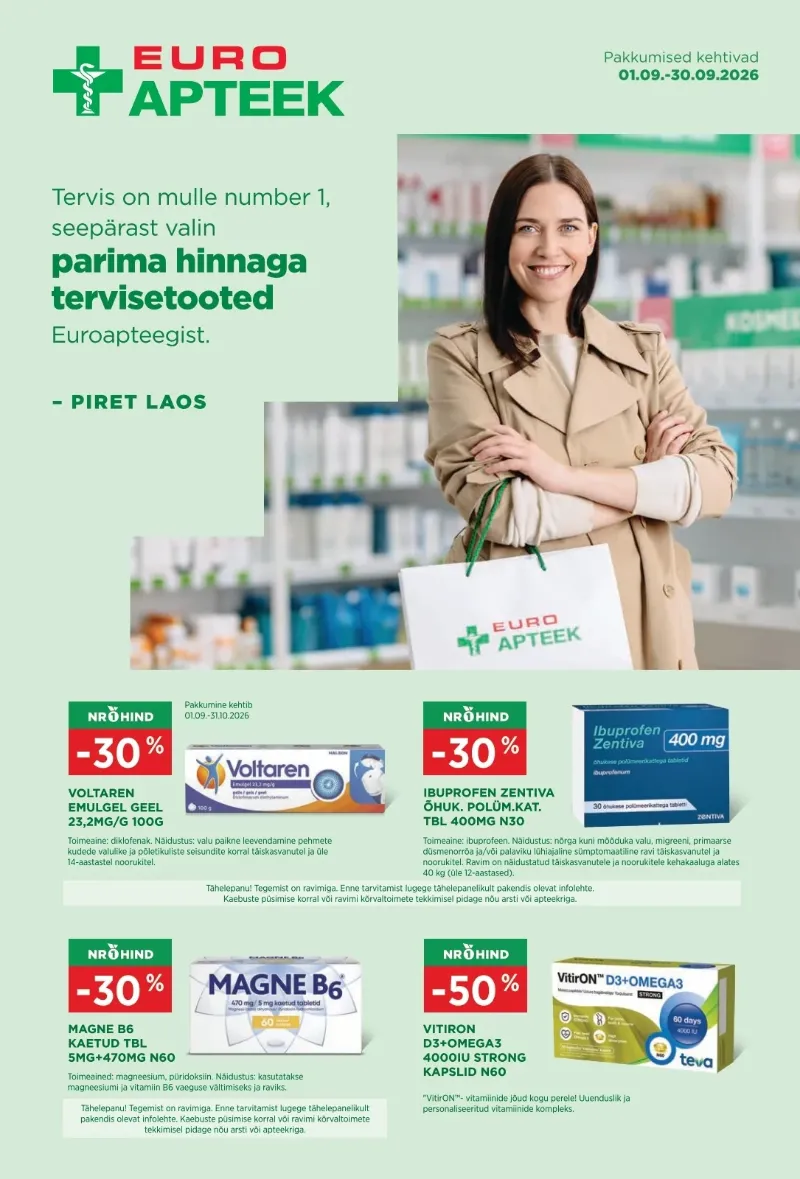 Euroapteek kampaaniad 01.09.2026–30.09.2026