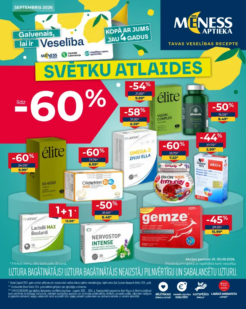 Mēness aptieka akcijas 01.09.2026–30.09.2026