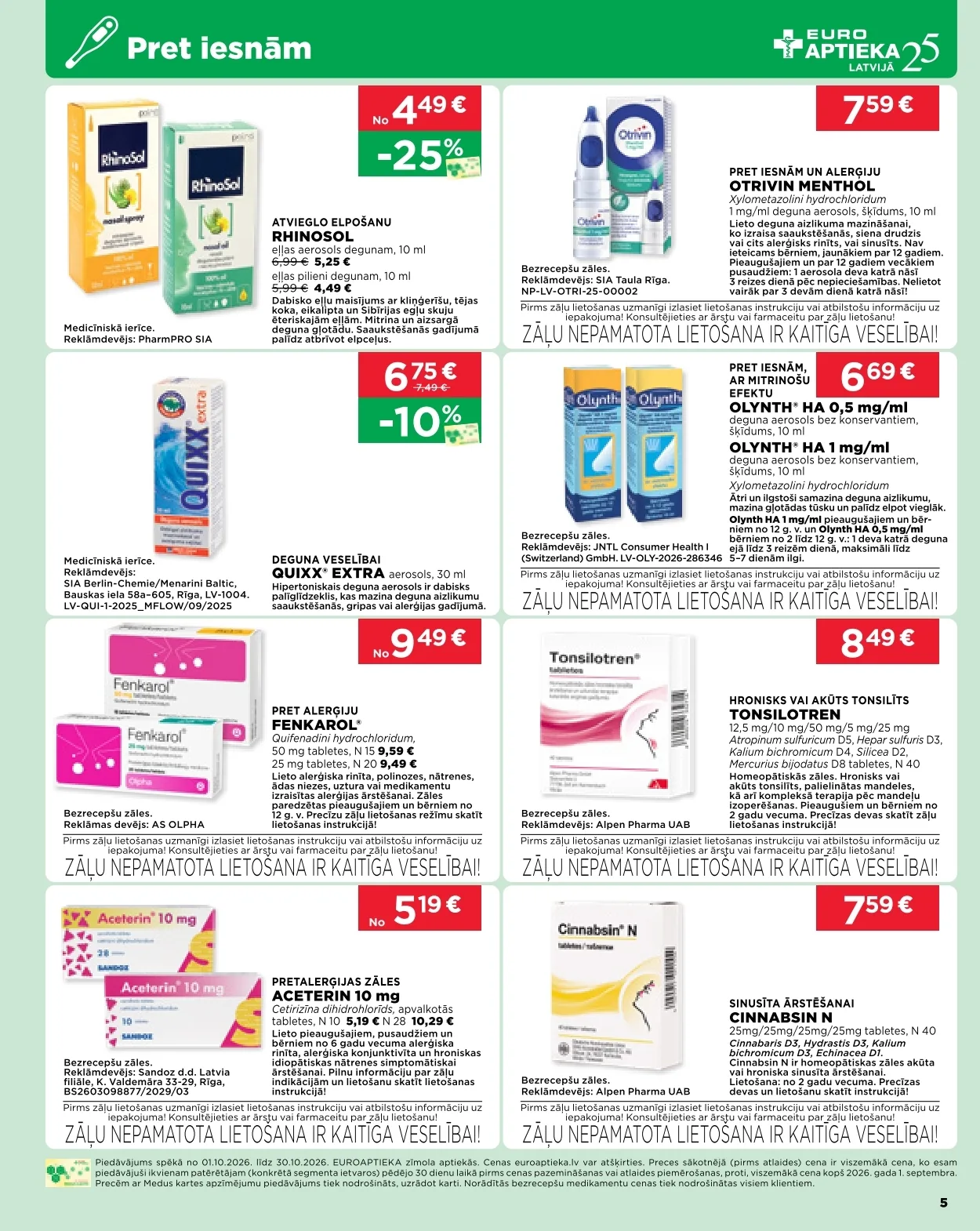 EUROAPTIEKA akcijas — 5