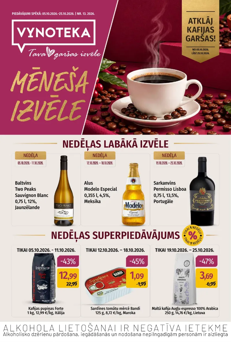 VYNOTEKA akcijas 05.10.2026–25.10.2026