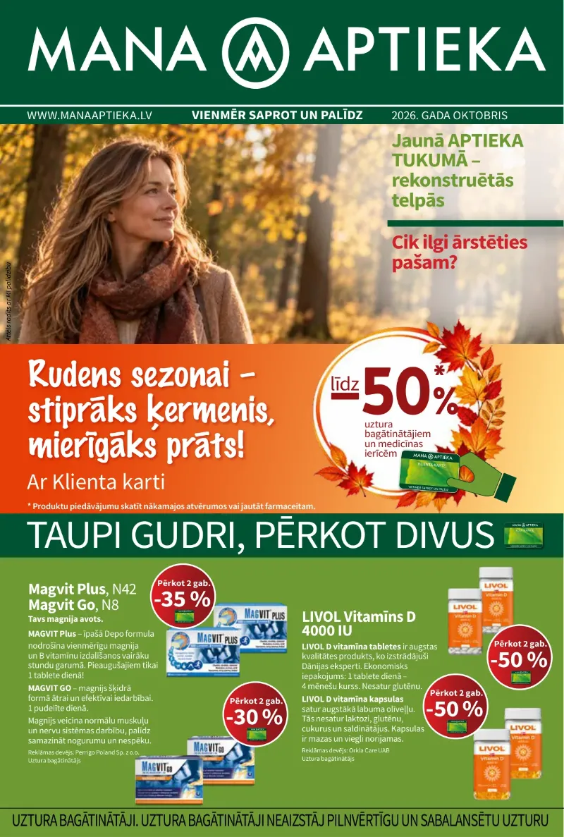 Mana Aptieka akcijas 01.10.2026–31.10.2026
