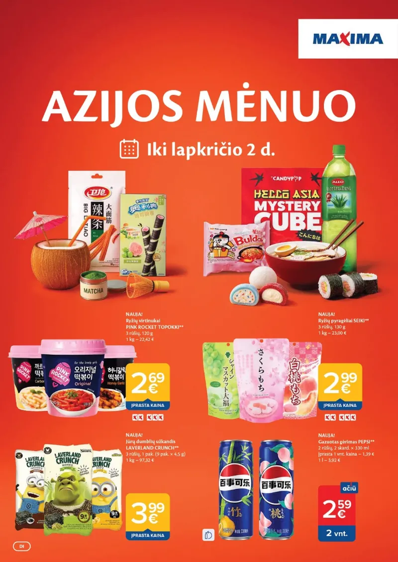 Maxima akcijos 01.10.2026–02.11.2026