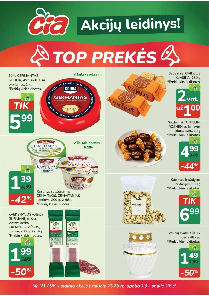 ČIA Market akcijos 13.10.2026–26.10.2026