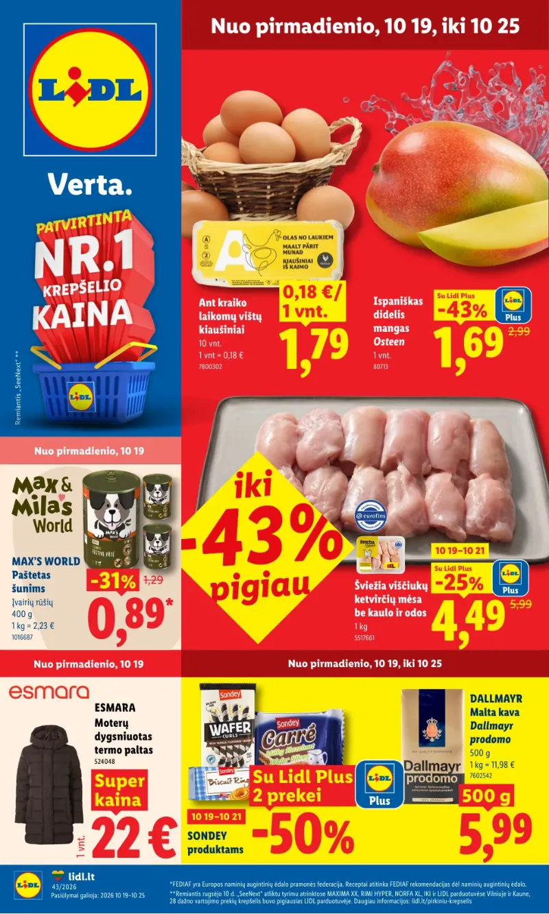 Lidl akcijos 19.10.2026–25.10.2026