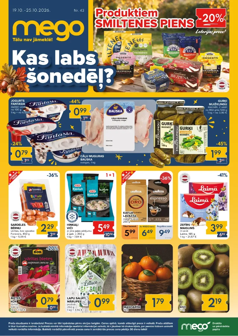 Mego akcijas 19.10.2026–25.10.2026